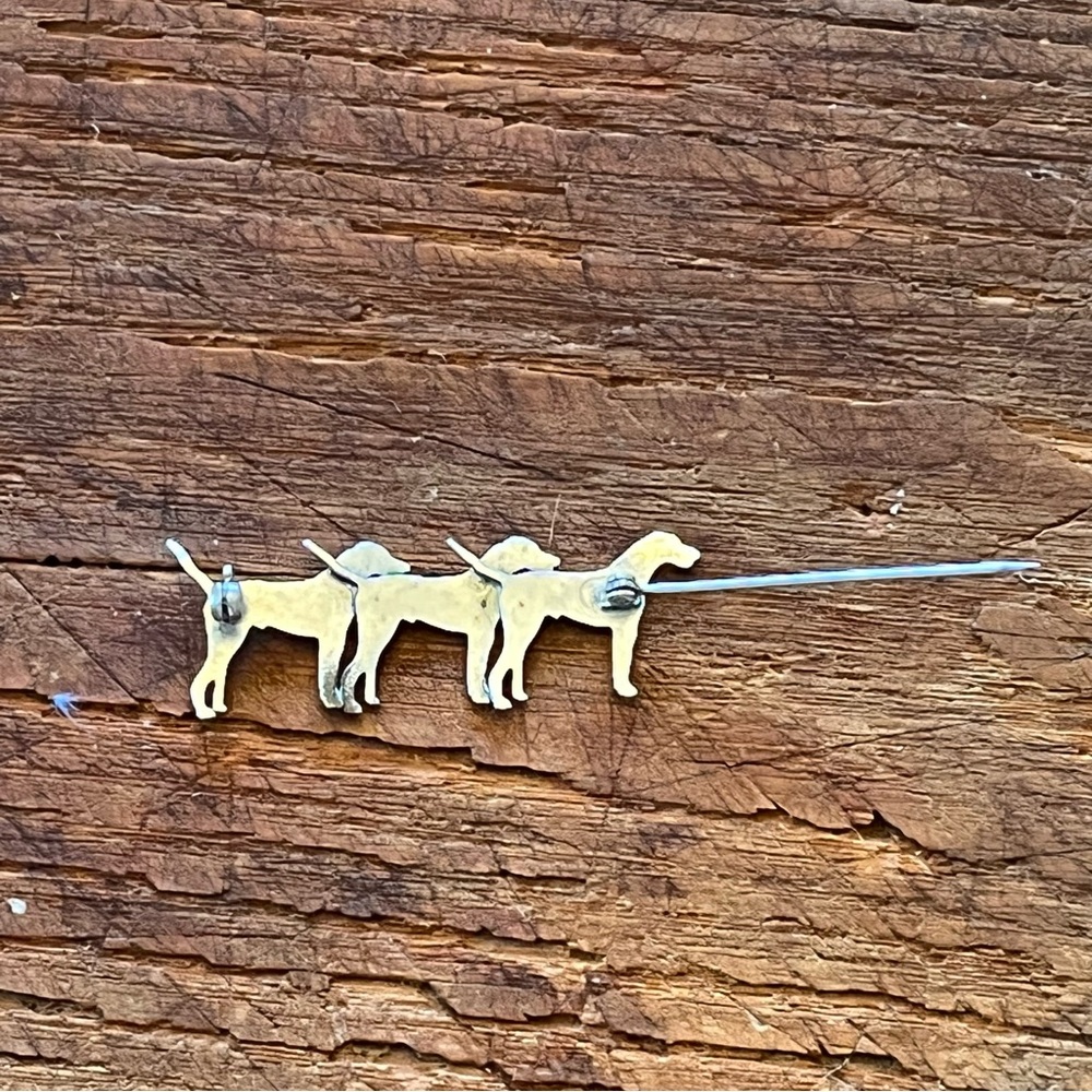 Vintage Preowned Three Hunting Dogs Pin Brooch Unsigned - Picture 13 of 17